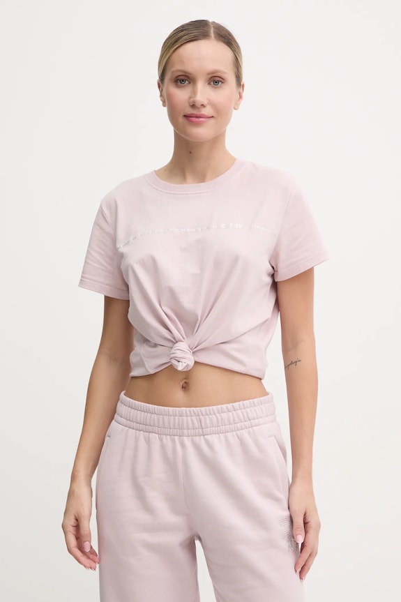 Bavlnené tričko Dkny nášivka ružová DP4T9518