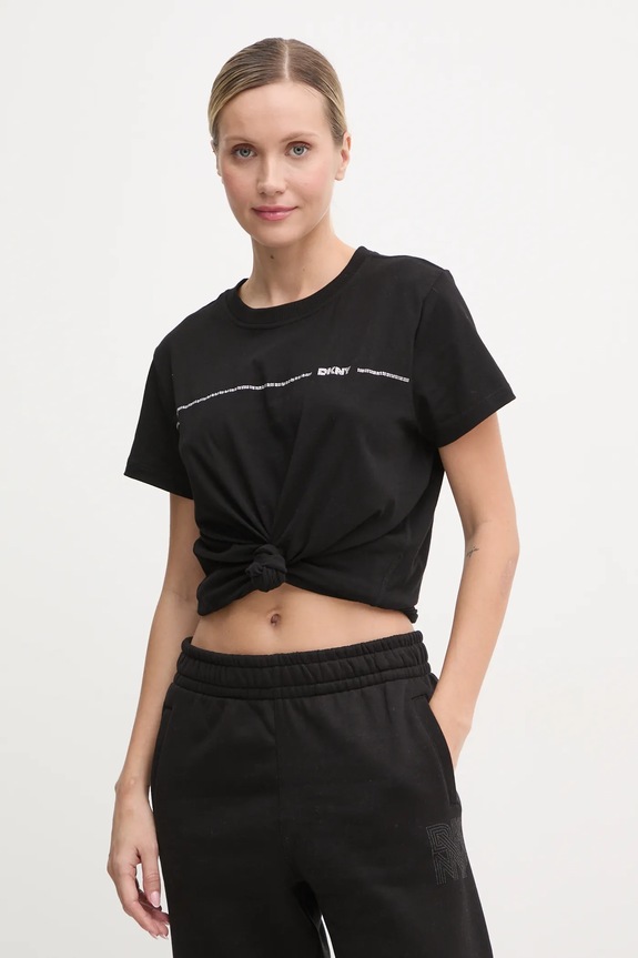 Dkny tricou din bumbac imprimeu negru DP4T9518