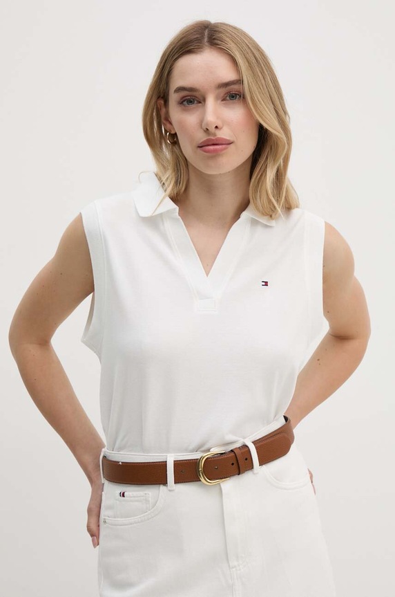 Top Tommy Hilfiger s elastanem bílá WW0WW44463