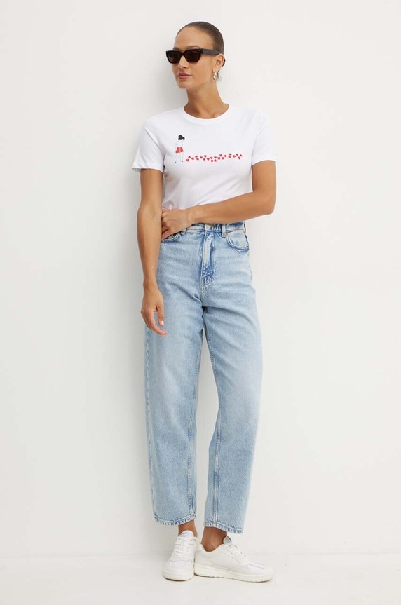 Marella t-shirt bawełniany 2423976044200 biały AW24