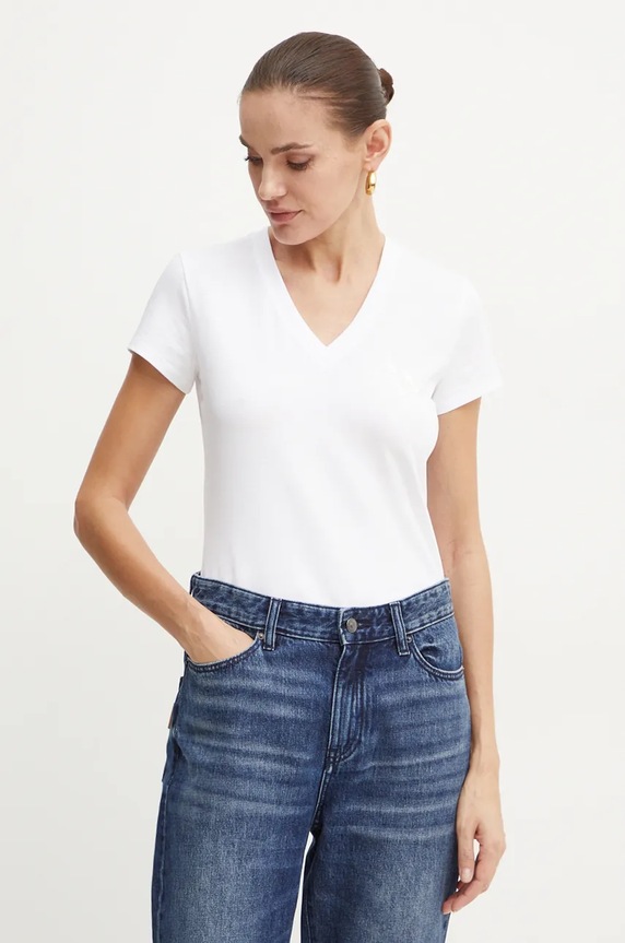 Armani Exchange t-shirt z elastanem biały 6DYT40.YJDTZ
