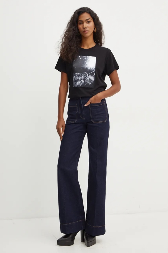 Pamučna majica Armani Exchange 6DYT42.YJ3RZ crna AW24