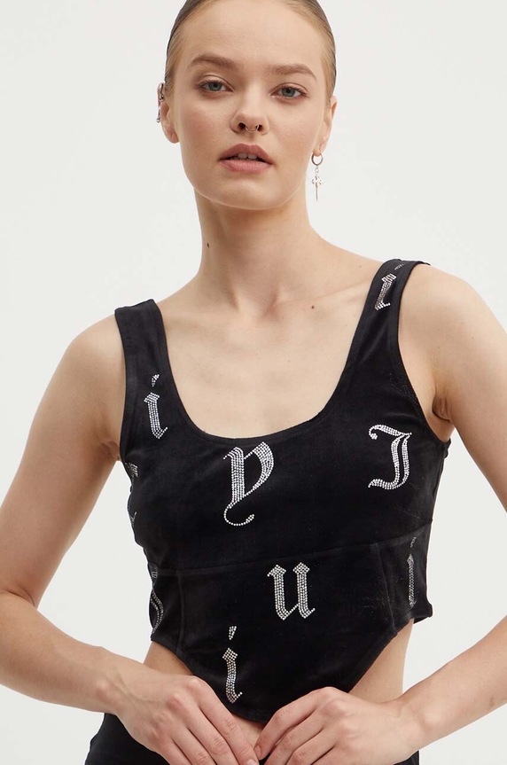 Juicy Couture top CAIT AO DIAMANTE CORSET fekete JCMCS224252.101
