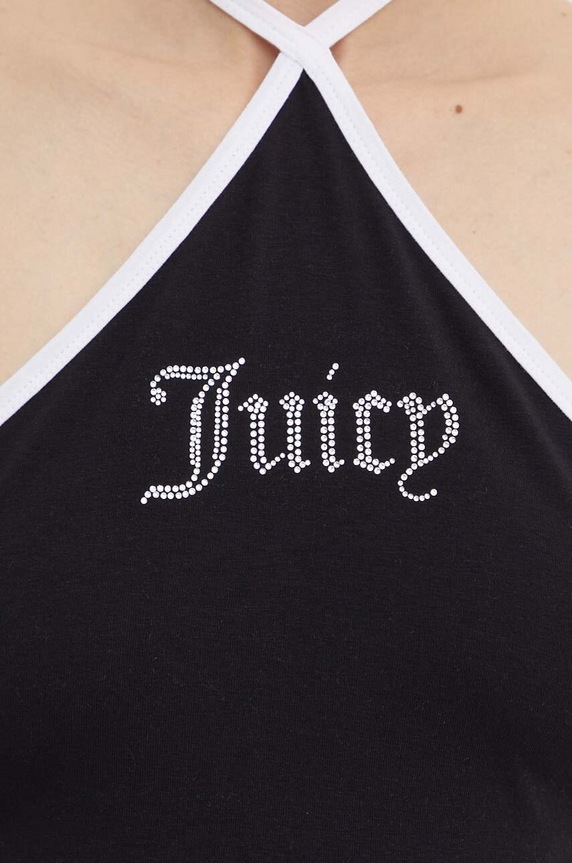 Juicy Couture top CONTRAST CROSS OVER HALTER TOP JCWCT24304.101 czarny