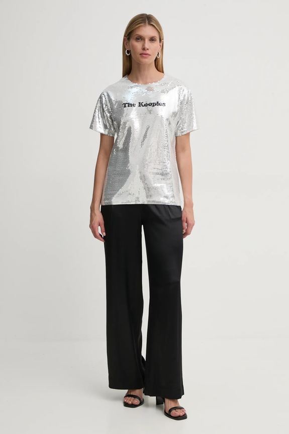 The Kooples tricou FTSC29036K argintiu AW24