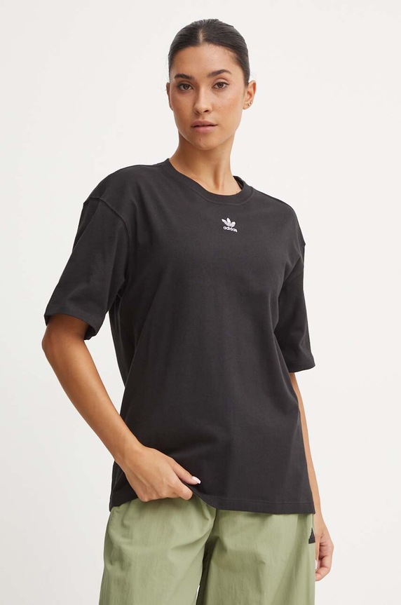 Bavlnené tričko adidas Originals Essential relaxed čierna IY7321
