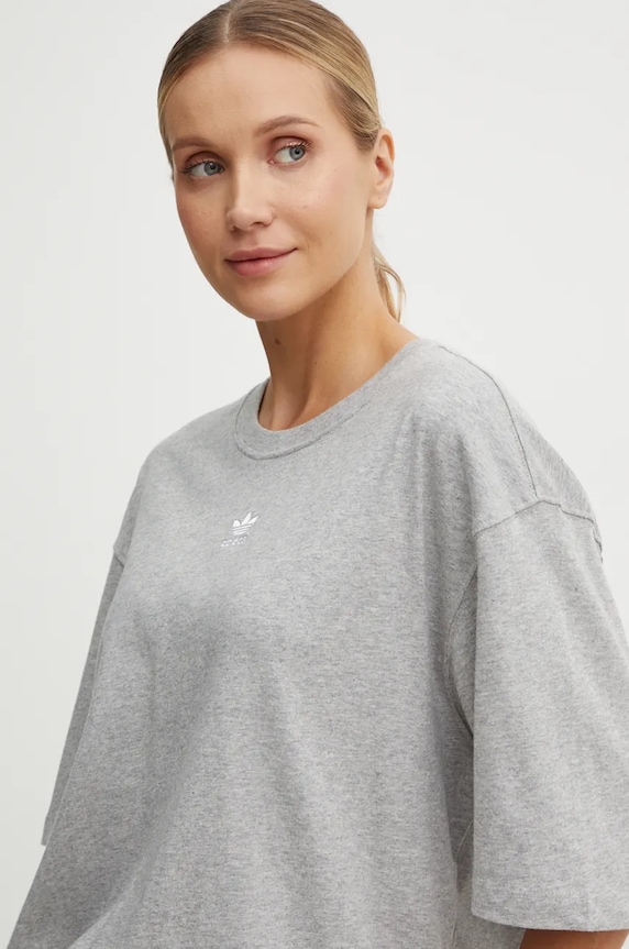 Βαμβακερό μπλουζάκι adidas Originals γκρί IY7324