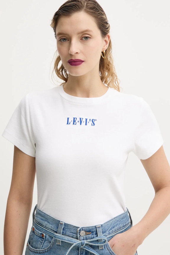 Pamučna majica Levi's print bijela A8798