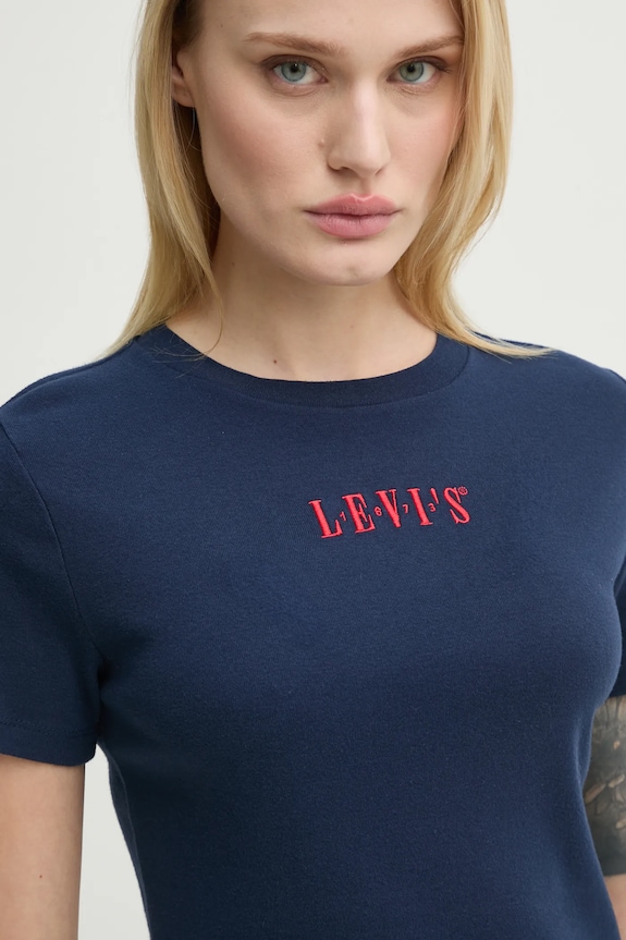 Bavlnené tričko Levi's slim tmavomodrá A8798