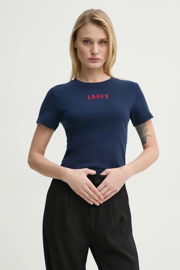 Bavlnené tričko Levi's tmavomodrá A8798