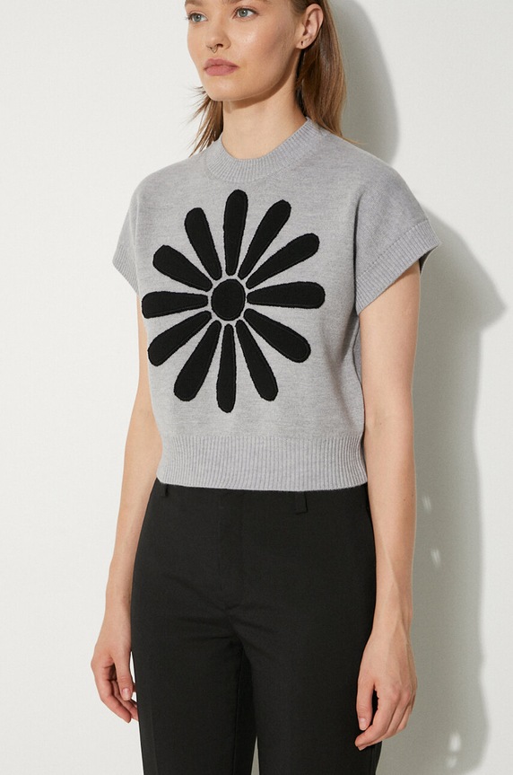 Kenzo sweter wełniany Marguerite Placed Top szary FE62PU4883CT.93