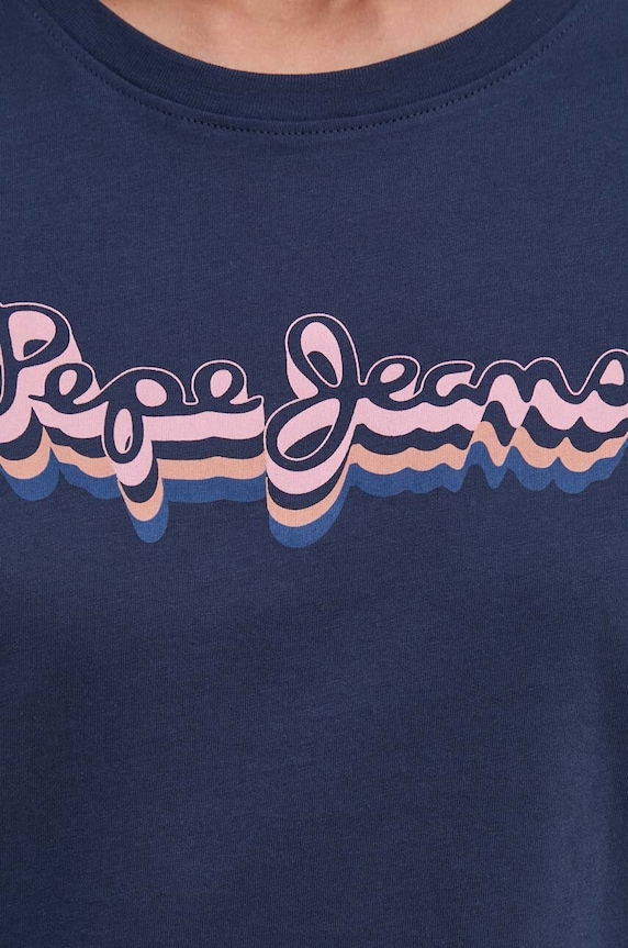Bavlnené tričko Pepe Jeans ENARA PL505879 tmavomodrá