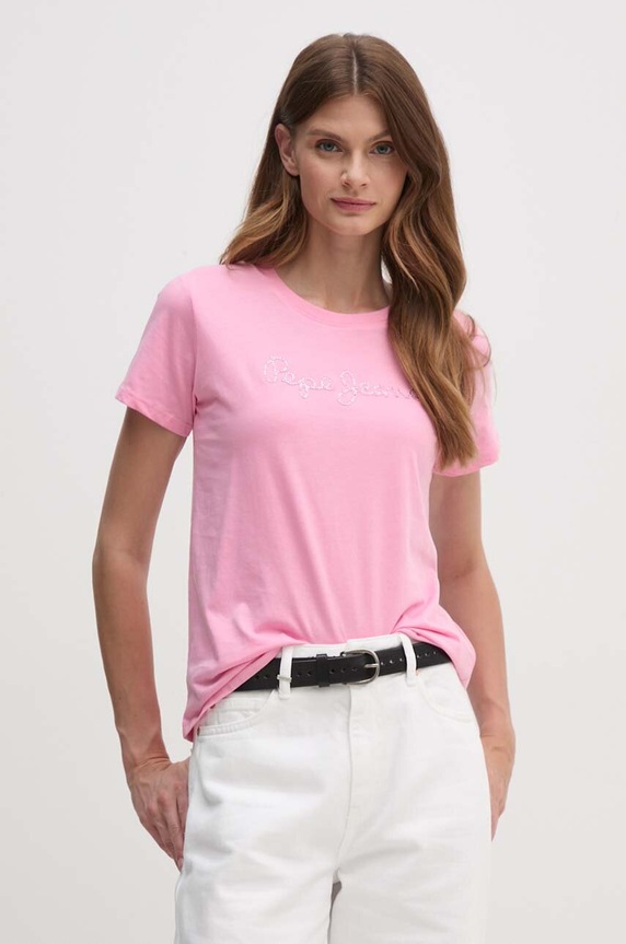 Pepe Jeans pamut póló ESPE rózsaszín PL505896