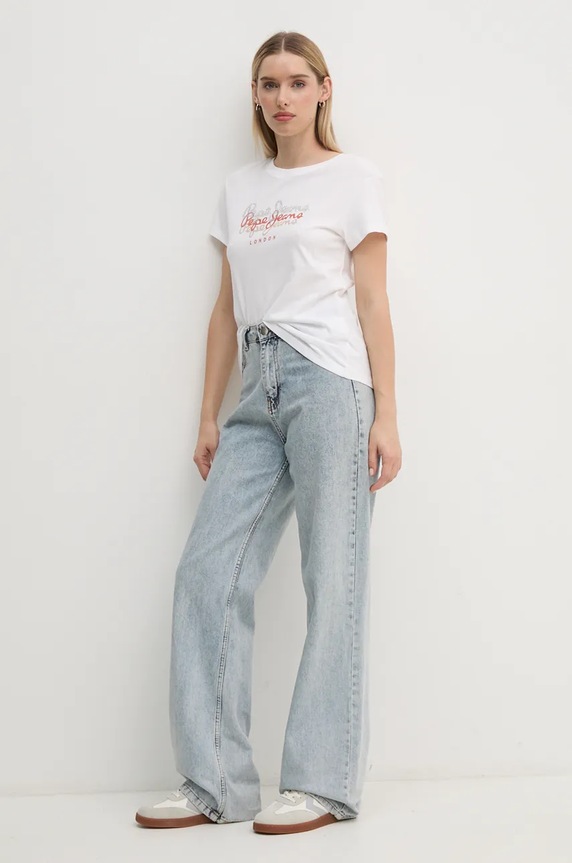 Bavlnené tričko Pepe Jeans GALEY PL505941 biela AW24