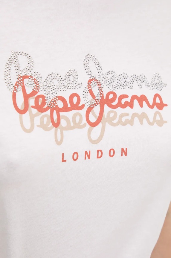 Bavlnené tričko Pepe Jeans GALEY PL505941 biela