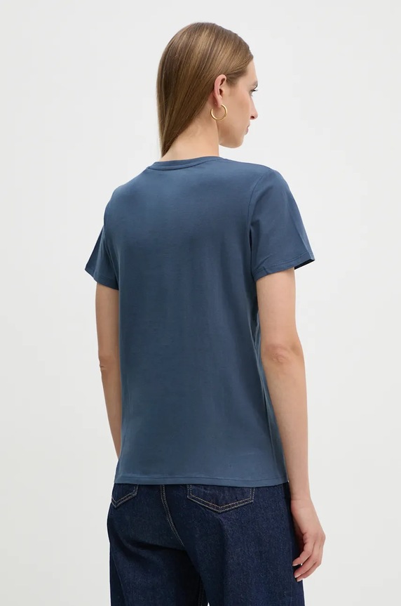 Oblečenie Bavlnené tričko Pepe Jeans FIORE V NECK PL505948 tmavomodrá