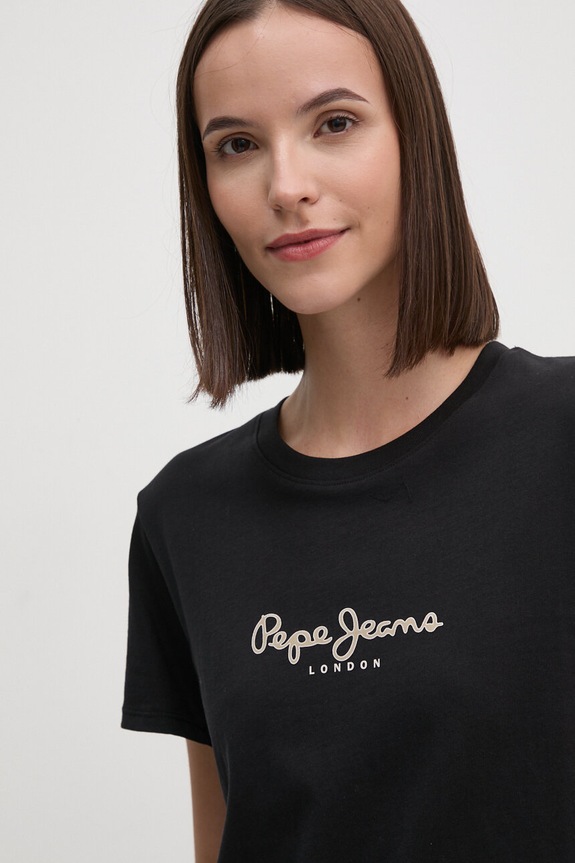Pepe Jeans pamut póló FIORE fekete PL505951