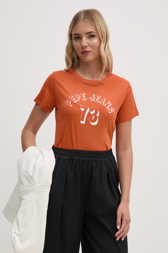 Pepe Jeans t-shirt bawełniany GIGI pomarańczowy PL505958