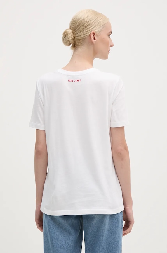 Βαμβακερό μπλουζάκι Pepe Jeans GWENDOLYN PL505976 λευκό AW24