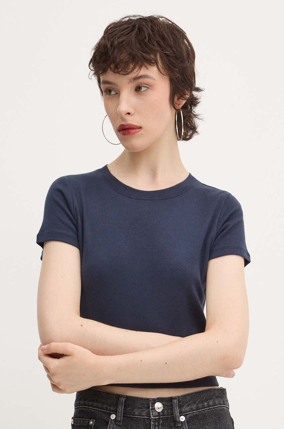 Hollister Co. tricou din bumbac uni bleumarin KI339.3693.200