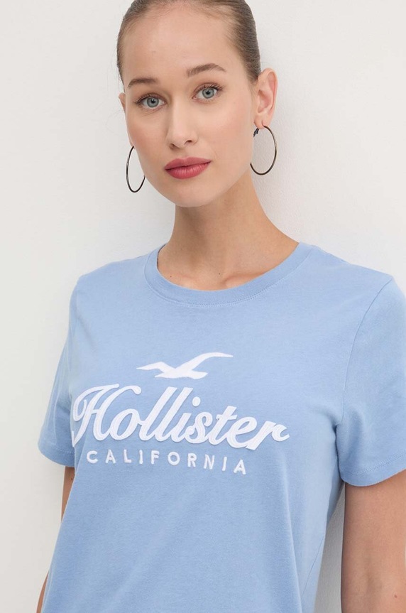 Βαμβακερό μπλουζάκι Hollister Co. βαμβάκι μπλε KI357.3285.220