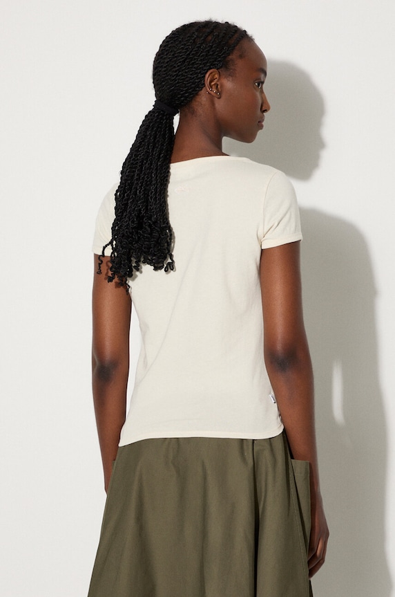 Clothing Vans cotton t-shirt Premium Classics LX Baby Tee VN000HM0DJR1 beige
