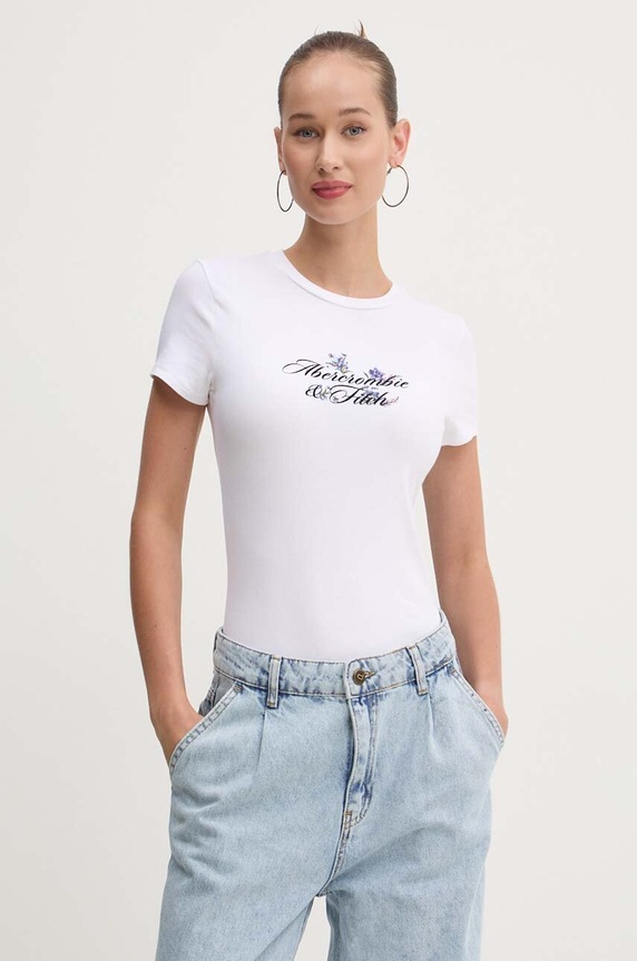 Μπλουζάκι Abercrombie & Fitch λευκό KI157.4308.100