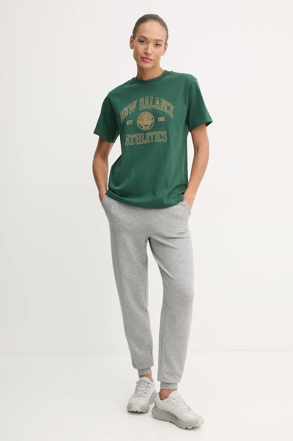 Bavlněné tričko New Balance WT43548NWG zelená AW24