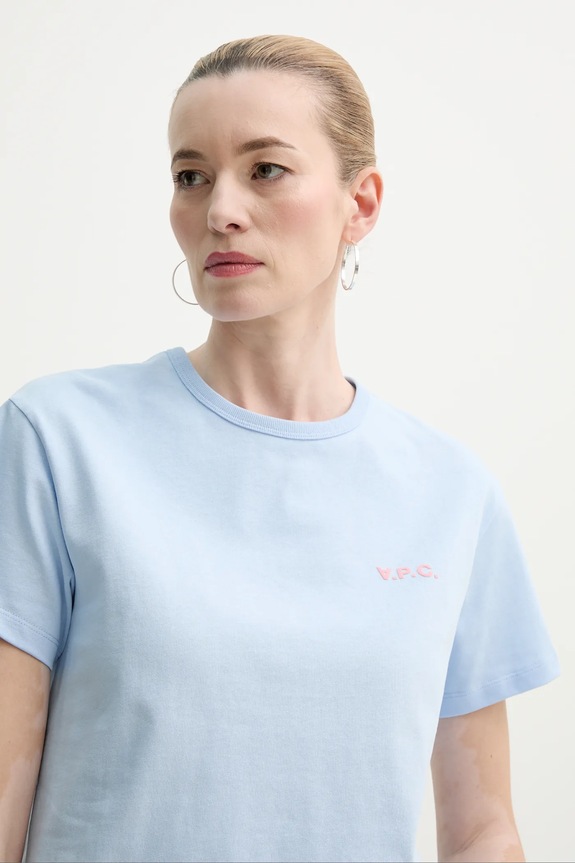 Βαμβακερό μπλουζάκι A.P.C. t-shirt boxy petit vpc μπλε COHBQ.F26390