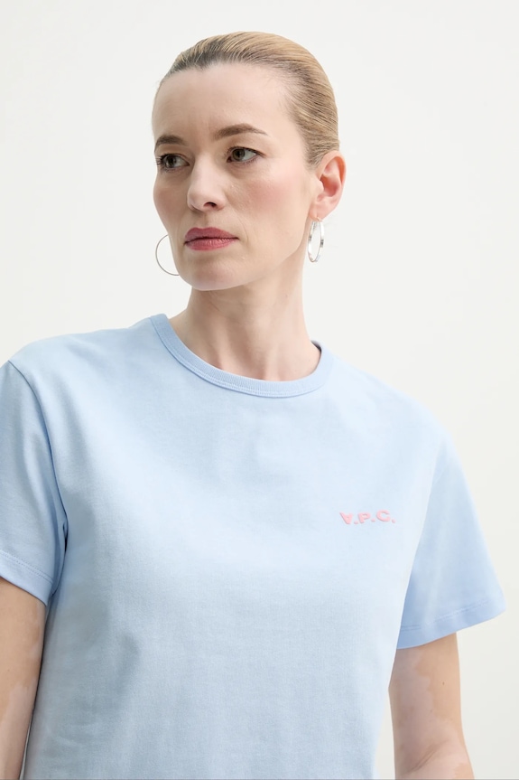 Βαμβακερό μπλουζάκι A.P.C. t-shirt boxy petit vpc μπλε COHBQ.F26390