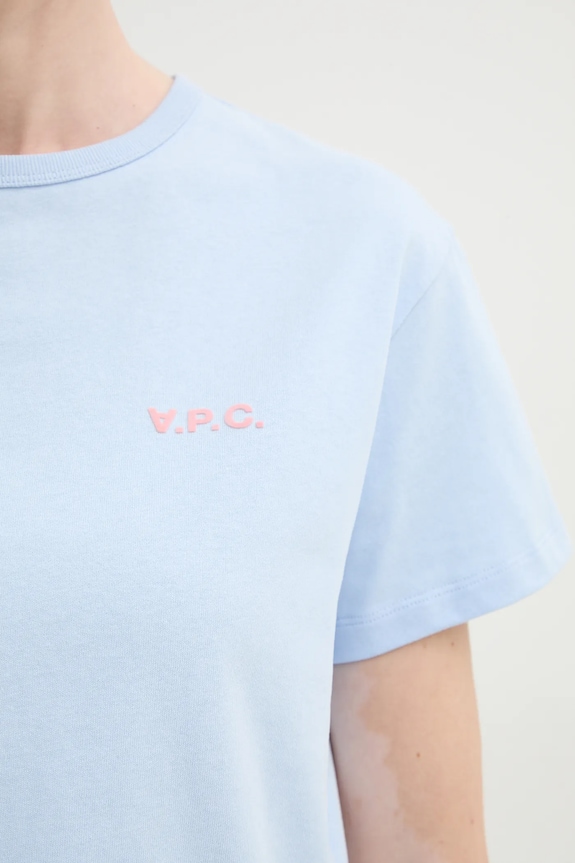 Βαμβακερό μπλουζάκι A.P.C. t-shirt boxy petit vpc COHBQ.F26390 μπλε