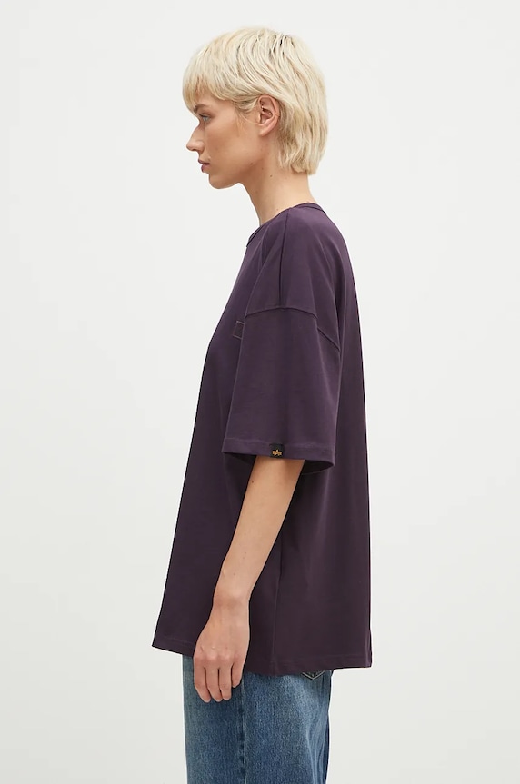 Maglietta Alpha Industries in cotone Essentials RL 146061 violetto AW24