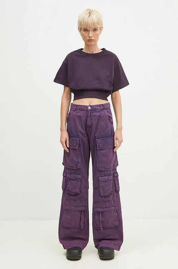 Alpha Industries t-shirt in cotone Waisted 148070 violetto
