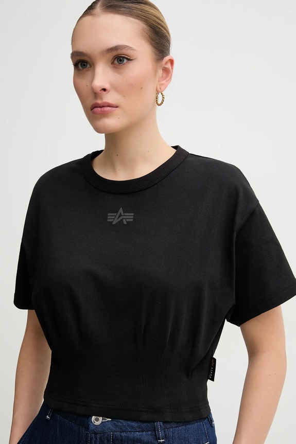 Alpha Industries t-shirt bawełniany Waisted czarny 148070