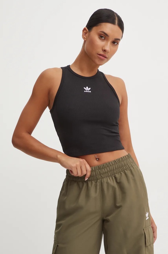 adidas Originals top elasztánnal fekete IW5736