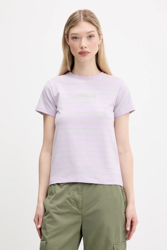 Majica kratkih rukava Guess Jeans ljubičasta W4BI53.KCIE1
