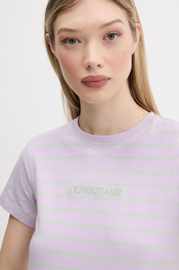 Majica kratkih rukava Guess Jeans ljubičasta W4BI53.KCIE1