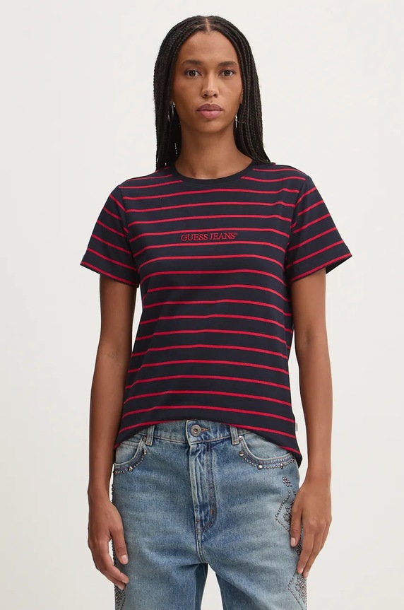 Guess Jeans t-shirt wzorzyste granatowy W4BI53.KCIE1