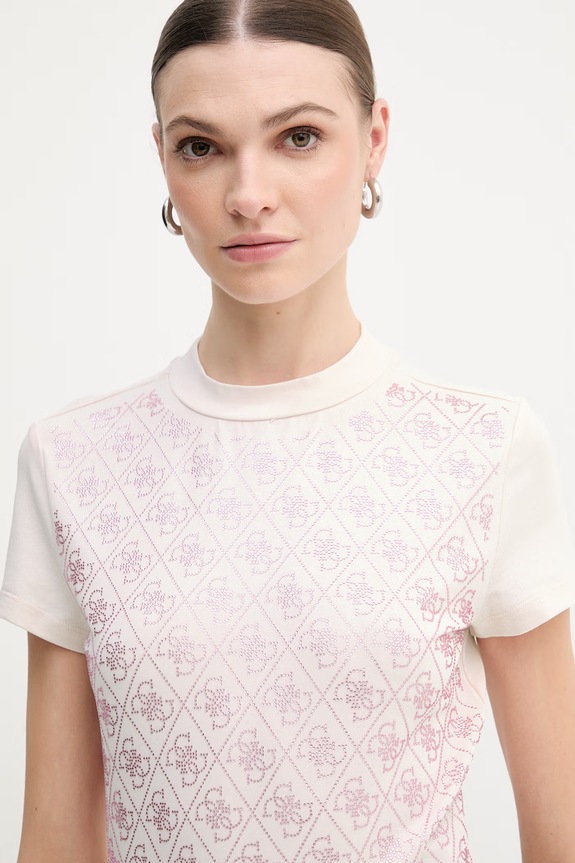 Guess t-shirt da donna con cotone rosa W4BI26.J1314