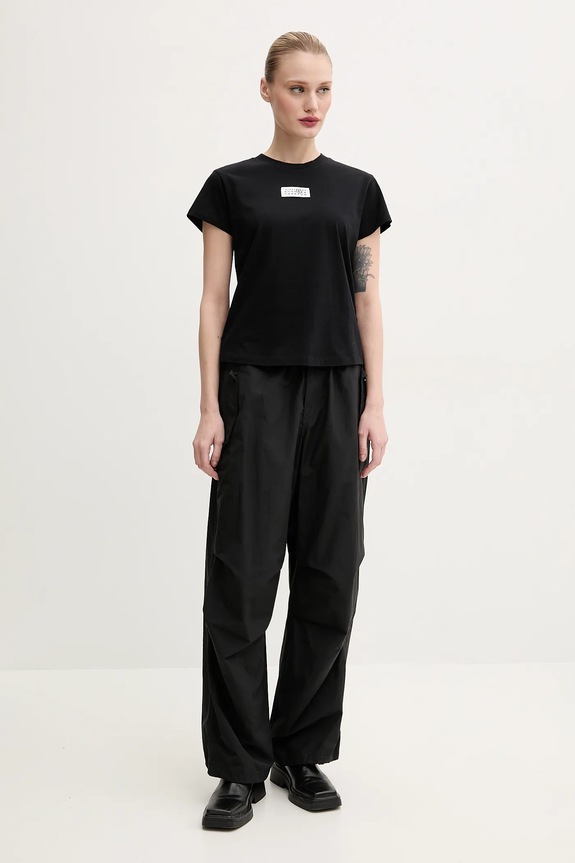 Βαμβακερό μπλουζάκι MM6 Maison Margiela S52GC0327.S24312 μαύρο AW25