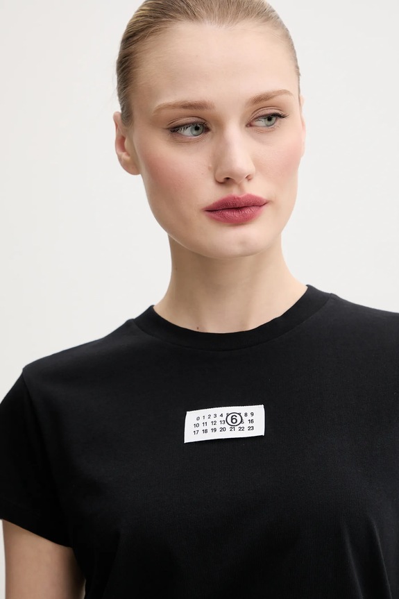 Βαμβακερό μπλουζάκι MM6 Maison Margiela μαύρο S52GC0327.S24312