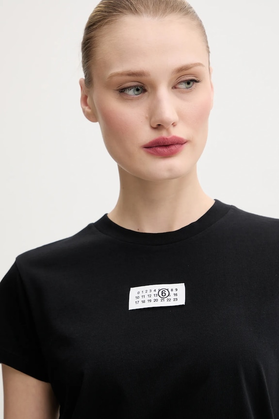 Βαμβακερό μπλουζάκι MM6 Maison Margiela μαύρο S52GC0327.S24312