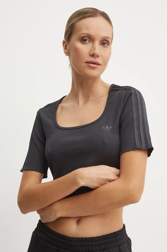 Majica kratkih rukava adidas Originals Femme Galore Baby Tee natpis crna JN3013