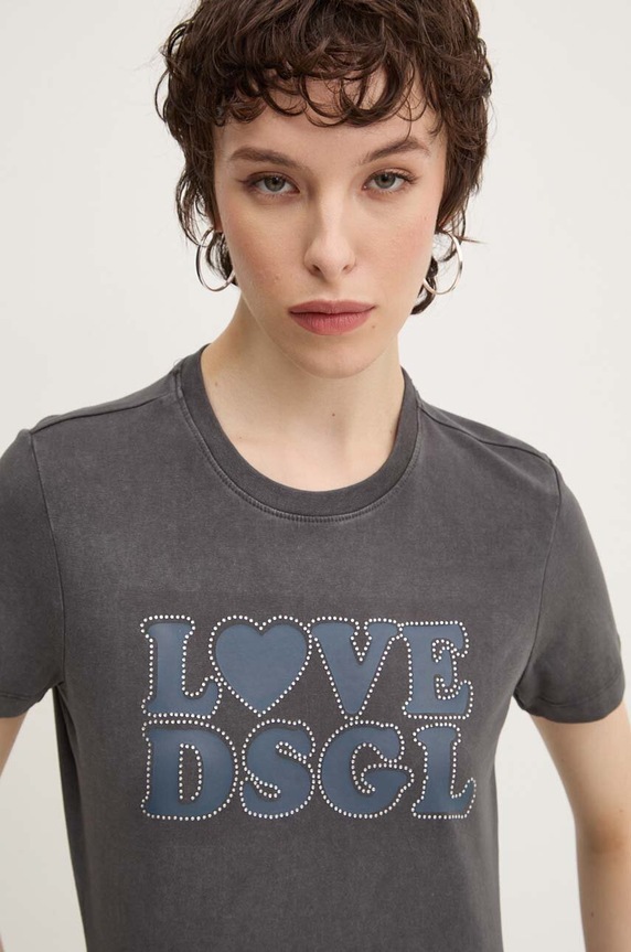 Desigual t-shirt LOVE regular szary 24WWTK85