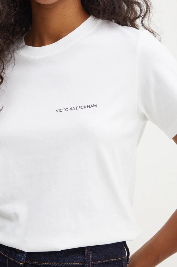 Bombažna kratka majica Victoria Beckham 1424JTS005890A bela