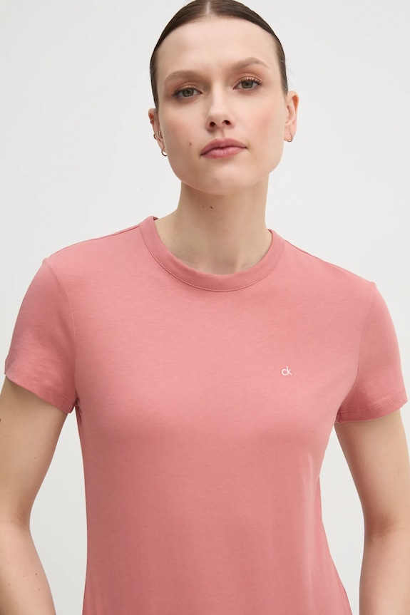 Bombažna kratka majica Calvin Klein Brez vzorca oranžna K20K208061
