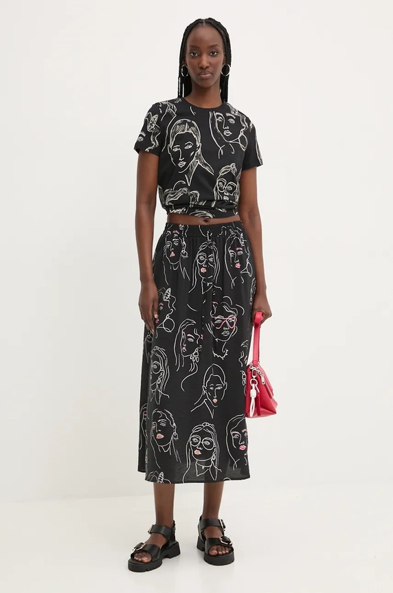Desigual tricou din bumbac CARAS 24WWTK54 negru AW24