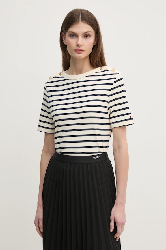 Tommy Hilfiger t-shirt bawełniany bawełna beżowy WW0WW42907