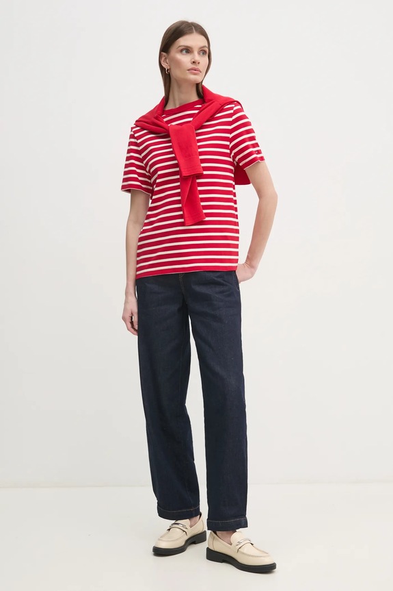 Tommy Hilfiger t-shirt bawełniany WW0WW42907 czerwony SS25