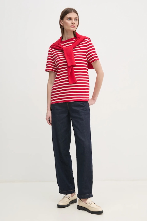 Tommy Hilfiger t-shirt bawełniany WW0WW42907 czerwony SS25